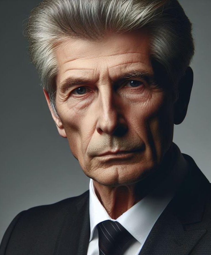 Retrato de Don Alberto N.F., personaje del delegado del gobierno en Clínica El Pasaje Escape Room en A Coruña