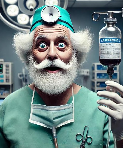 Retrato del Dr. Aurelio Lema, personaje del anestesiólogo en Clínica El Pasaje Escape Room en A Coruña